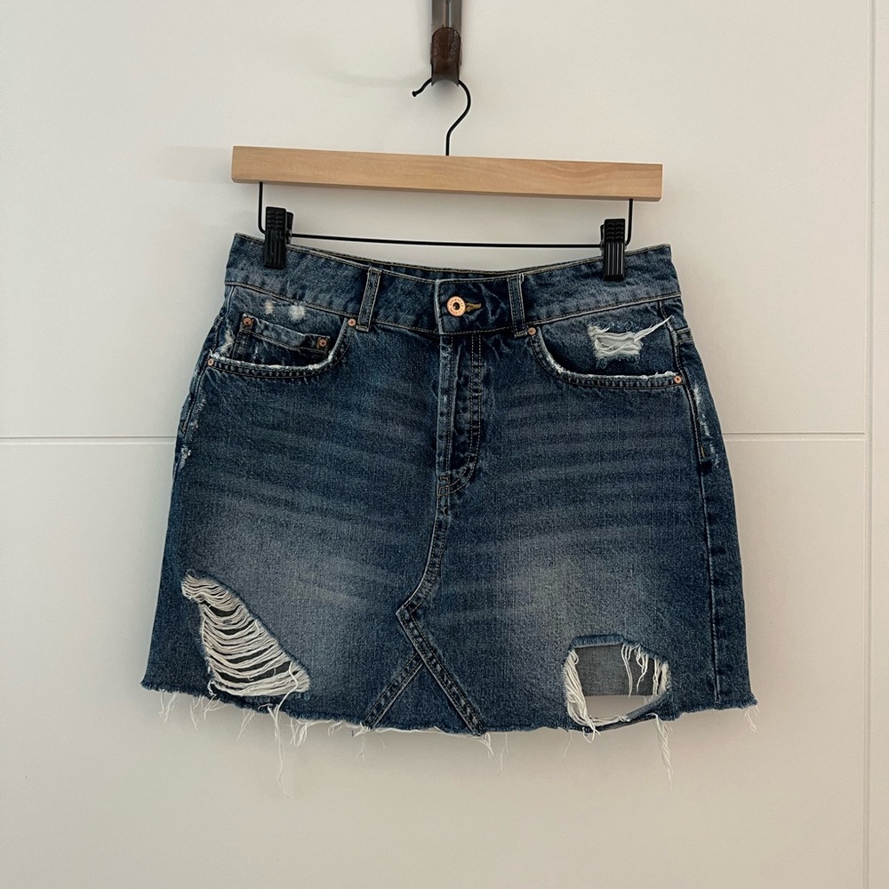Zara Blue A-Line Mini Skirt Casual